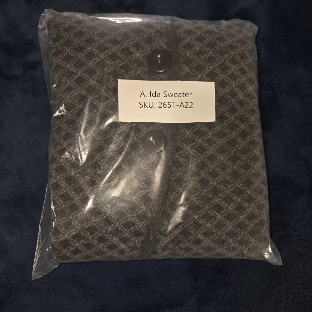 A. IDA Made In Italy Knit Cardigan Wool Blend Button Up Geometric Pattern Medium - Picture 5 of 14